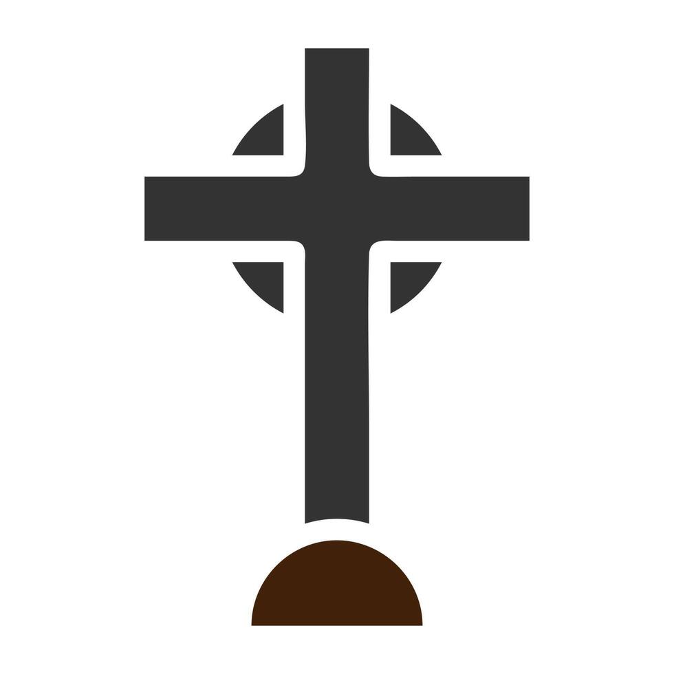 salib icône solide gris marron Couleur Pâques symbole illustration. vecteur