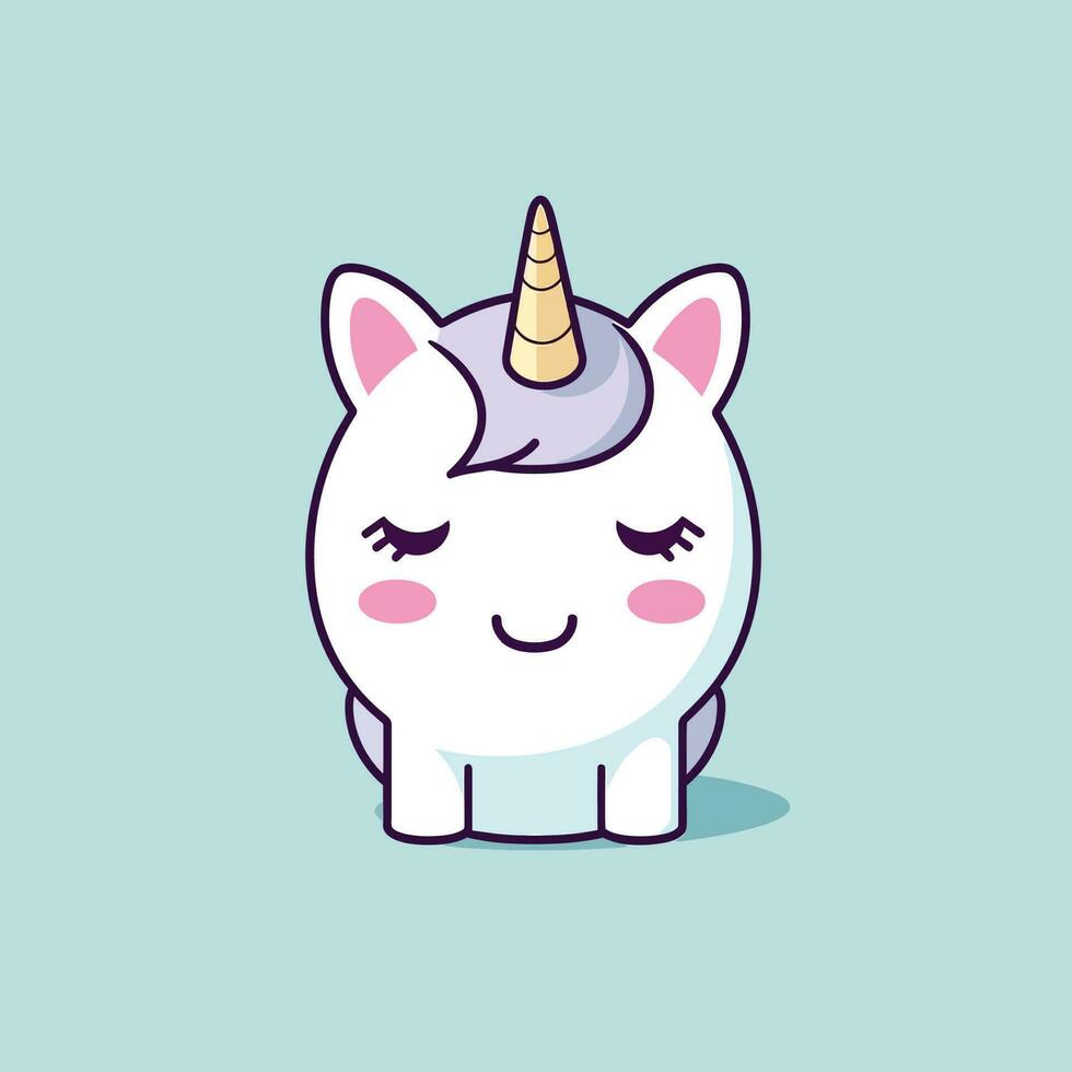 mignonne kawaii Licorne chibi mascotte vecteur dessin animé style