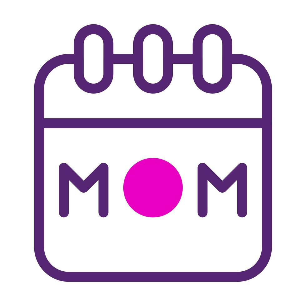 calendrier maman icône bichromie rose violet Couleur mère journée symbole illustration. vecteur