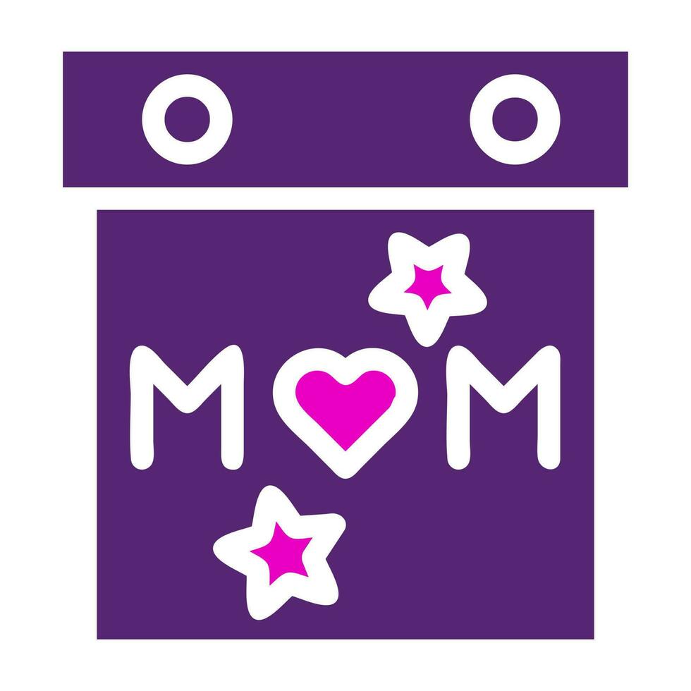 calendrier maman icône solide bicolore rose violet Couleur mère journée symbole illustration. vecteur