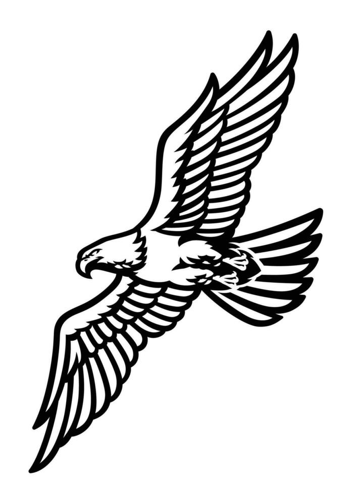 en volant Aigle logo dans noir et blanc vecteur