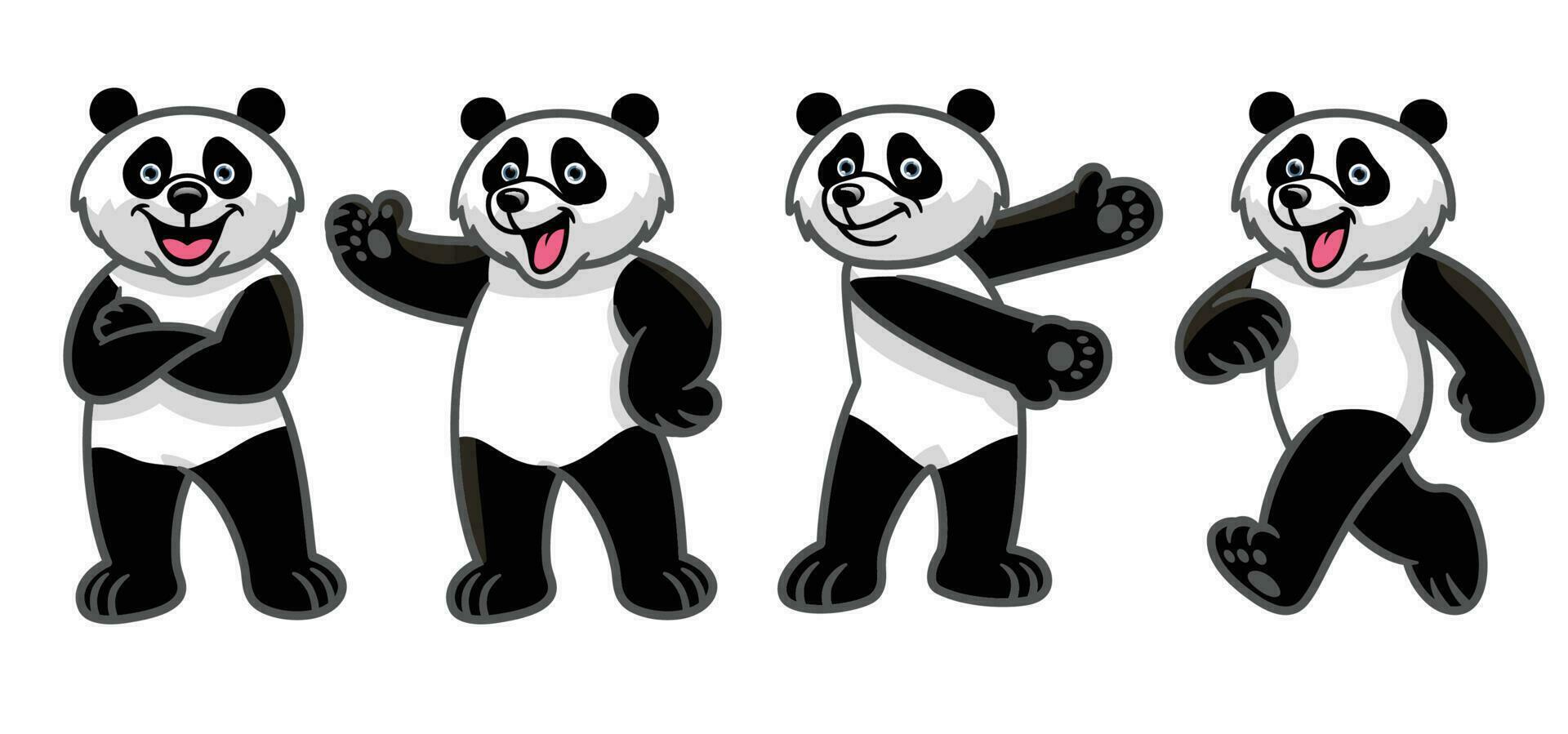 ensemble de dessin animé géant Panda personnage vecteur