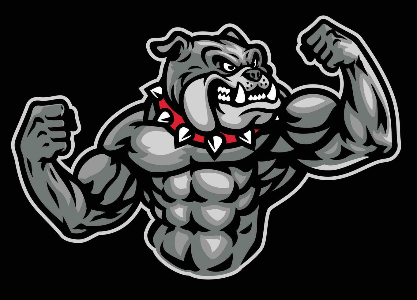 bouledogue mascotte logo avec gros bodybuilder corps vecteur