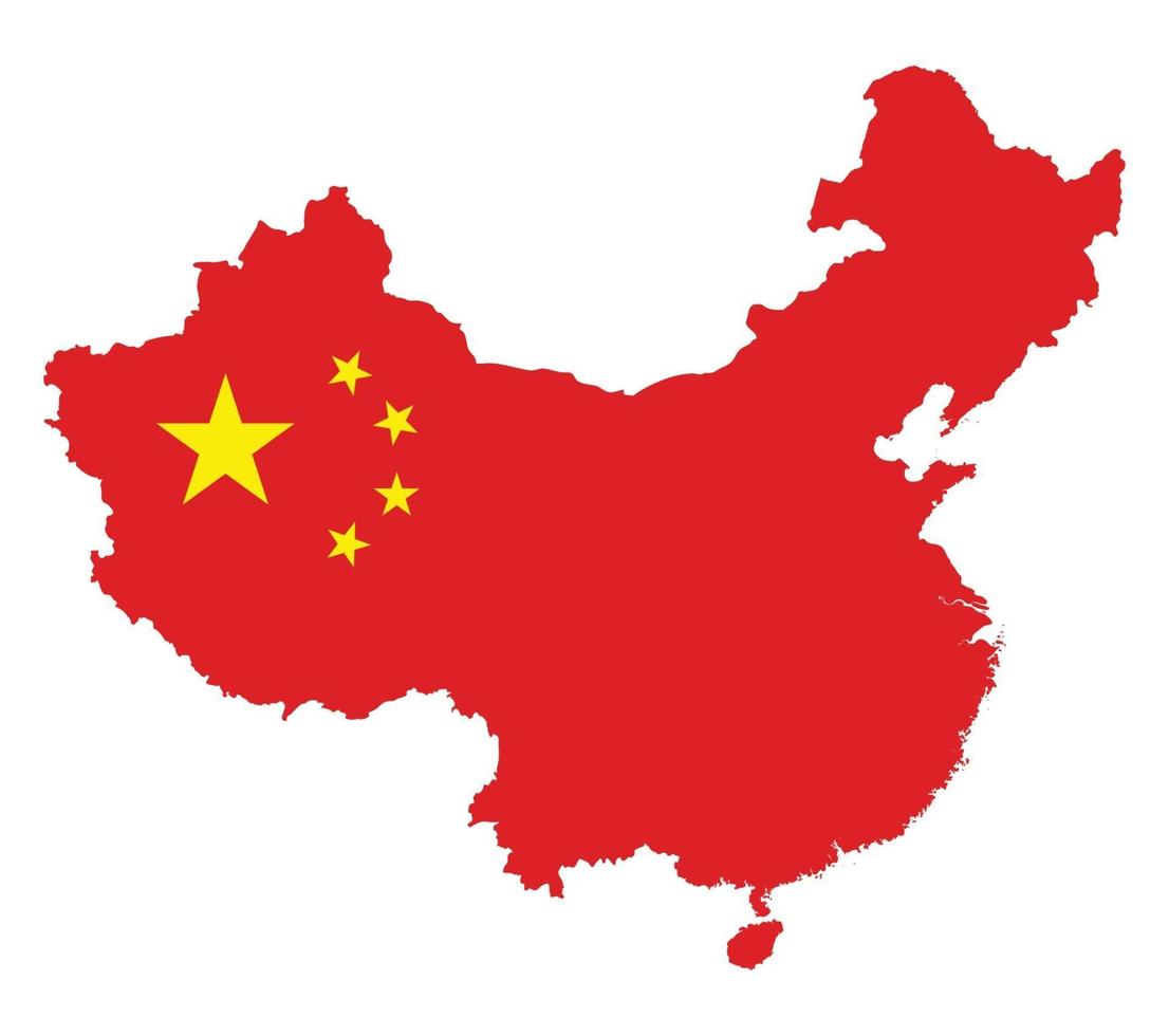 Drapeau de la carte de la Chine sur fond blanc vecteur
