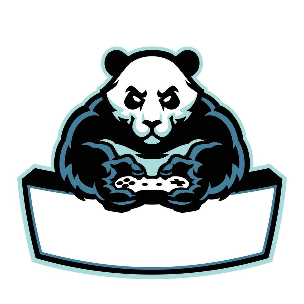 Panda mascotte logo jeu esport vecteur