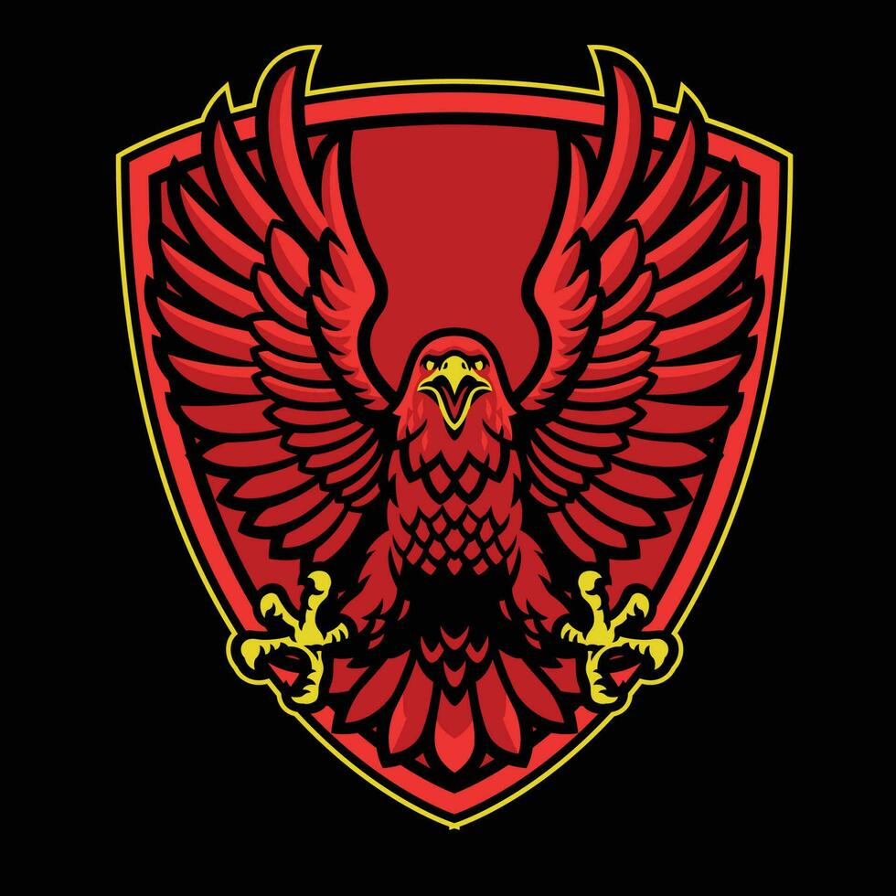 rouge Aigle mascotte logo sur le bouclier vecteur