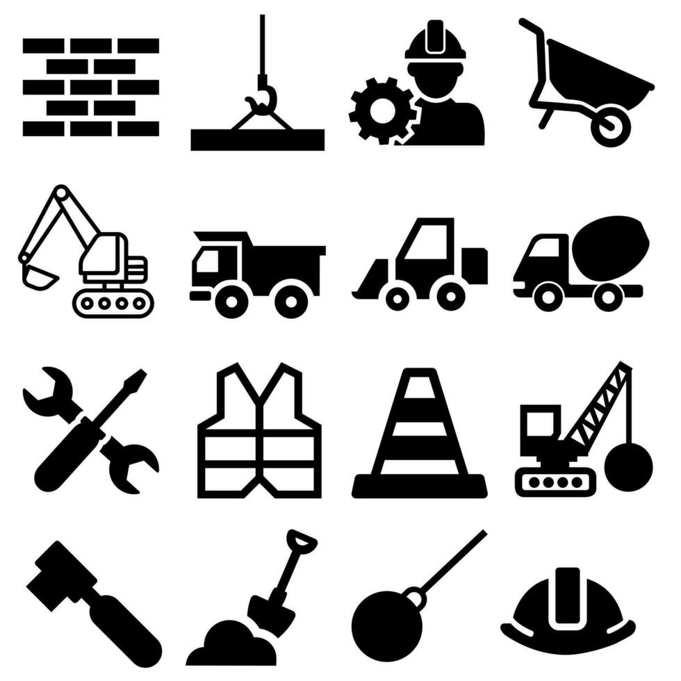 bâtiment vecteur icône ensemble. construction illustration signe collection. équipement symbole ou logo.