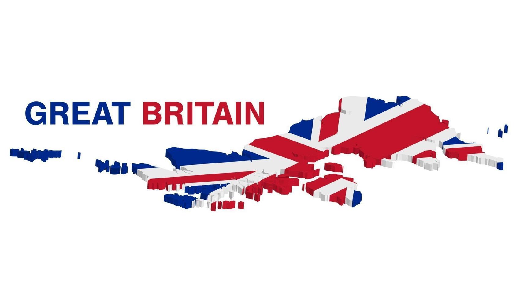 Carte 3D de la Grande-Bretagne sur fond blanc vecteur