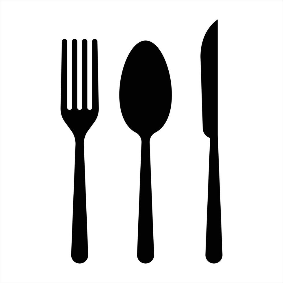 fourchette cuillère couteau logo icône vecteur