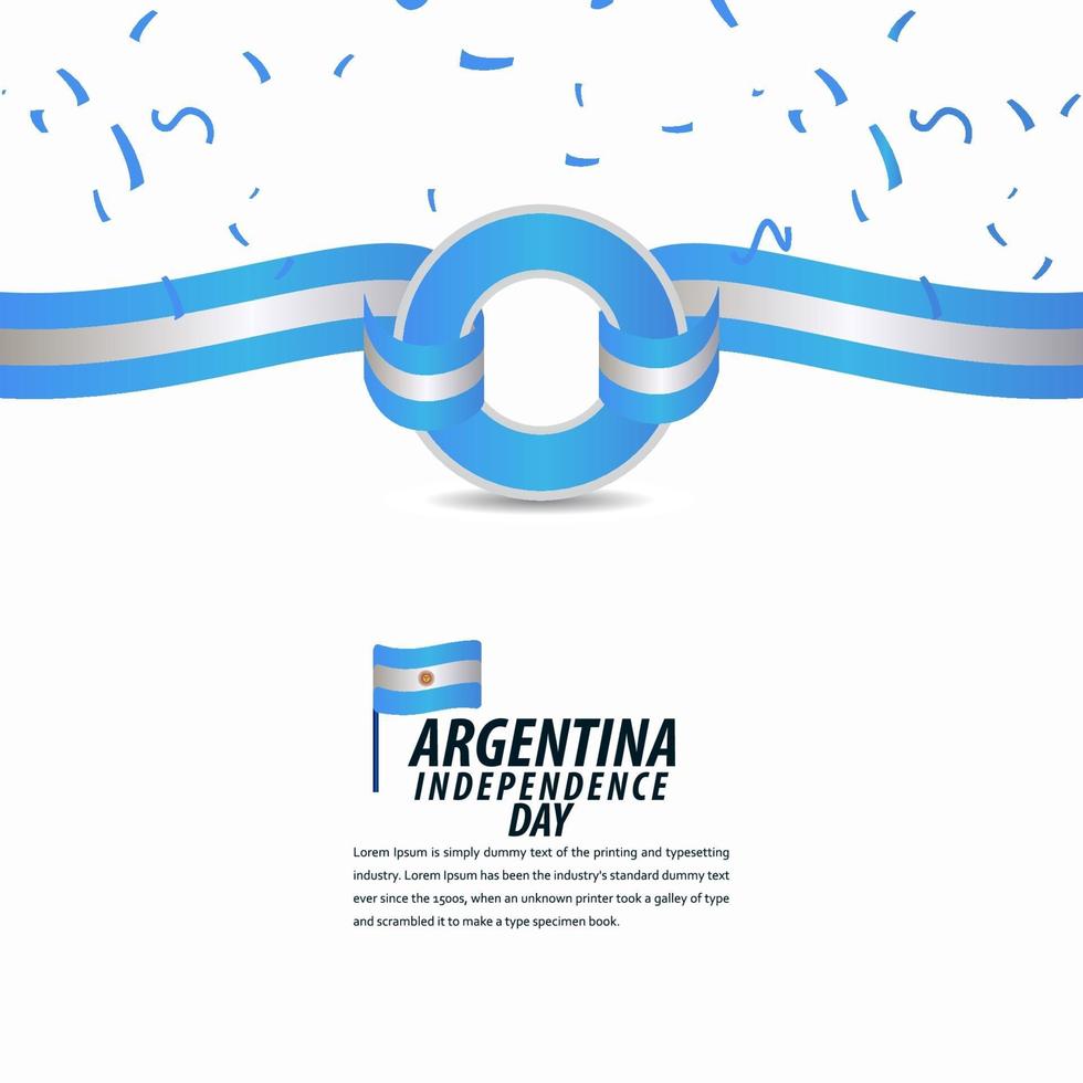 Joyeuse fête de l'indépendance de l'Argentine, affiche, illustration de conception de modèle de vecteur de bannière de ruban