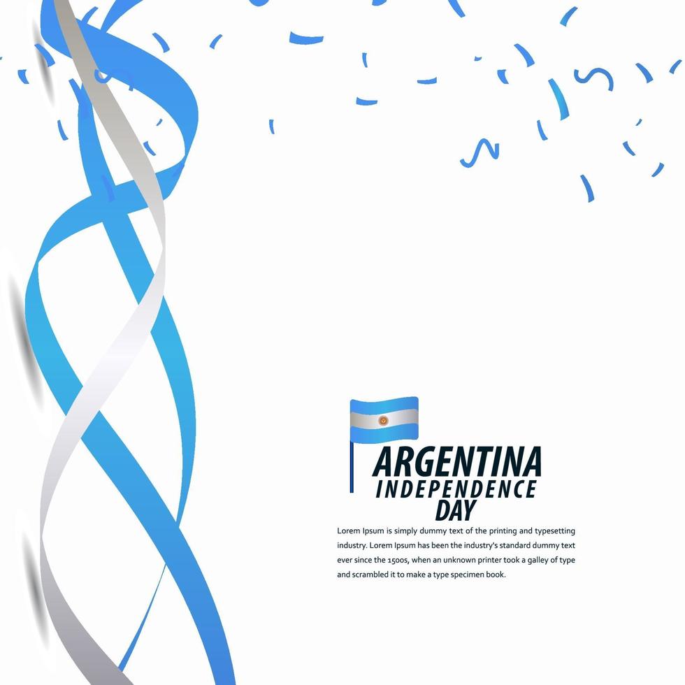 Joyeuse fête de l'indépendance de l'Argentine, affiche, illustration de conception de modèle de vecteur de bannière de ruban