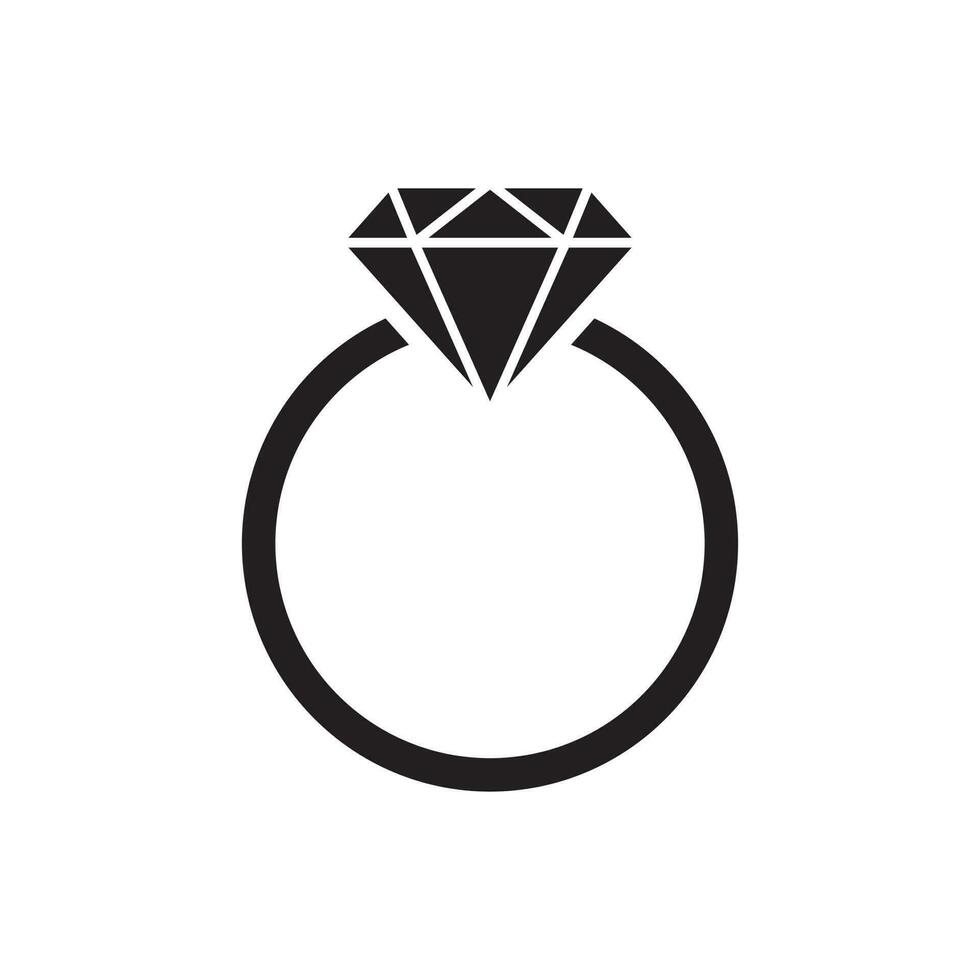 diamant bague icône vecteur dans plat style