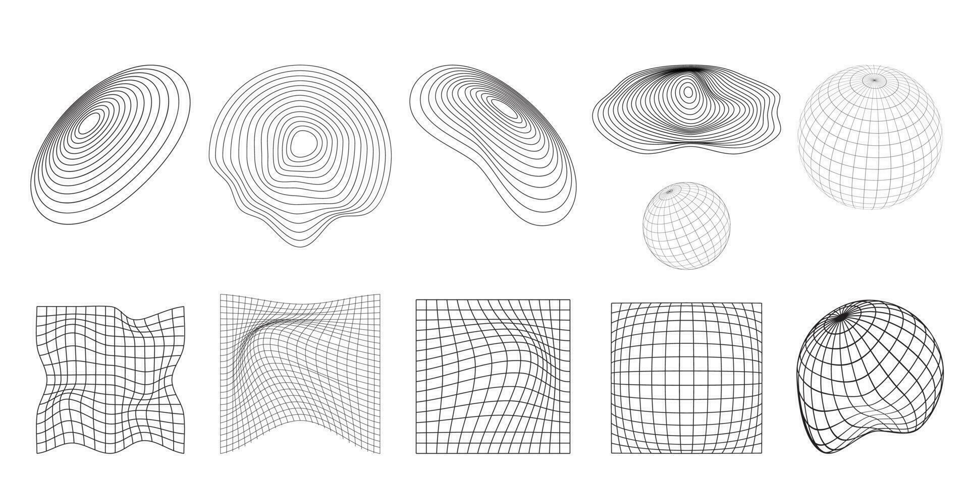 géométrique filaire formes et grilles sur une transparent Contexte. vecteur