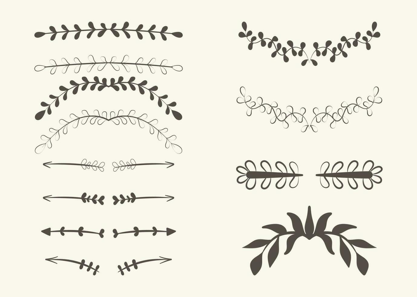 vecteur ensemble de isolé ancien cadres et branches avec feuilles. vieux floral conception éléments, séparateurs pour table de Contenu ou menu.