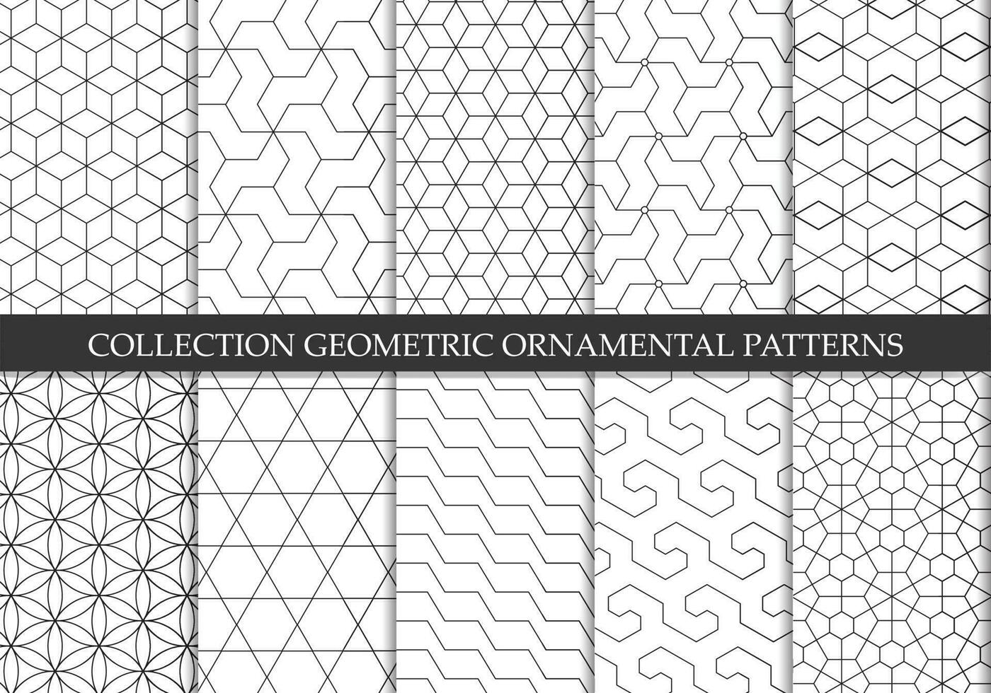 collection de répétable ornemental vecteur motifs. la grille géométrique Oriental arrière-plans.
