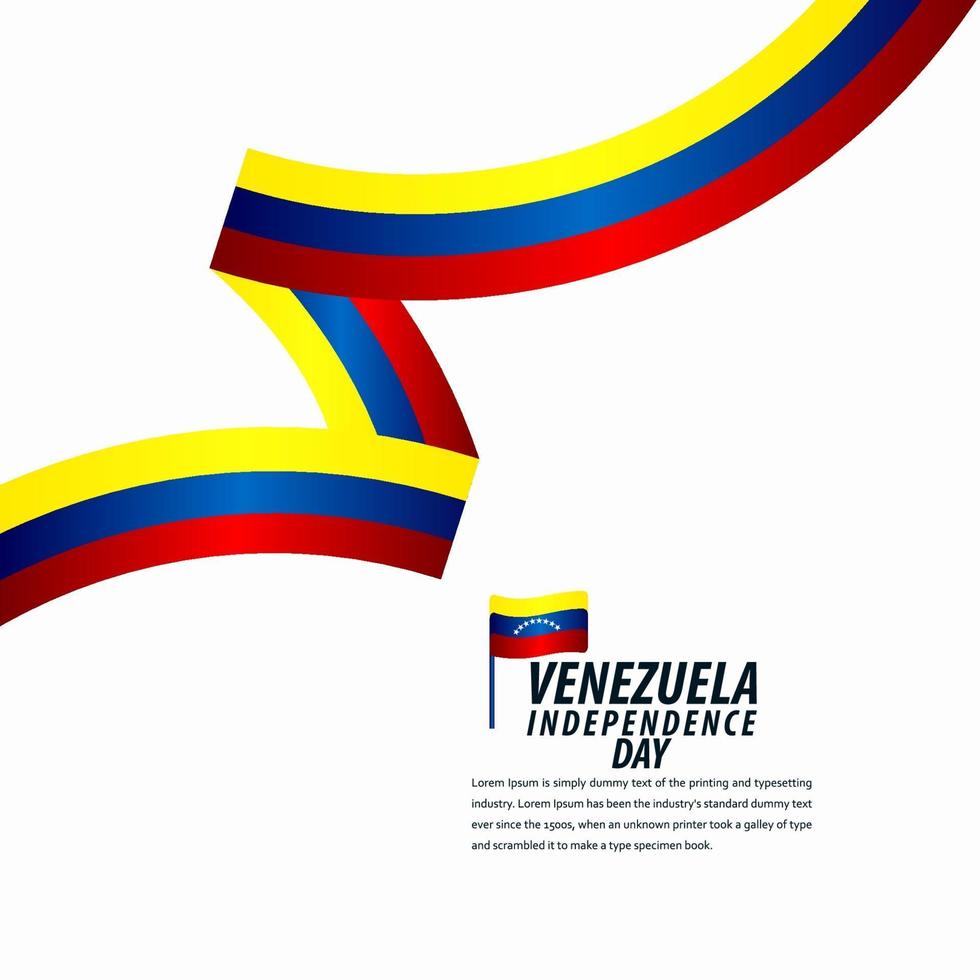 joyeuse fête de l'indépendance du venezuela, bannière de ruban, illustration de conception de modèle d'affiche vecteur