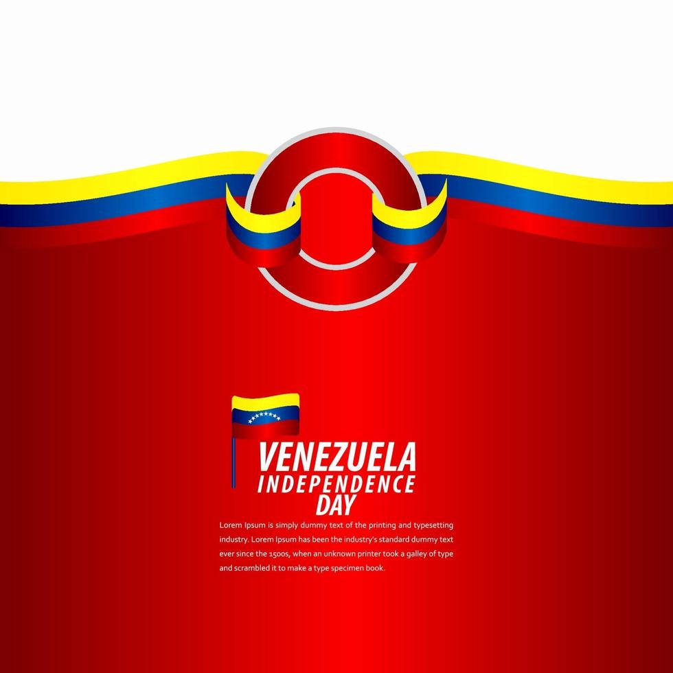 joyeuse fête de l'indépendance du venezuela, bannière de ruban, illustration de conception de modèle d'affiche vecteur