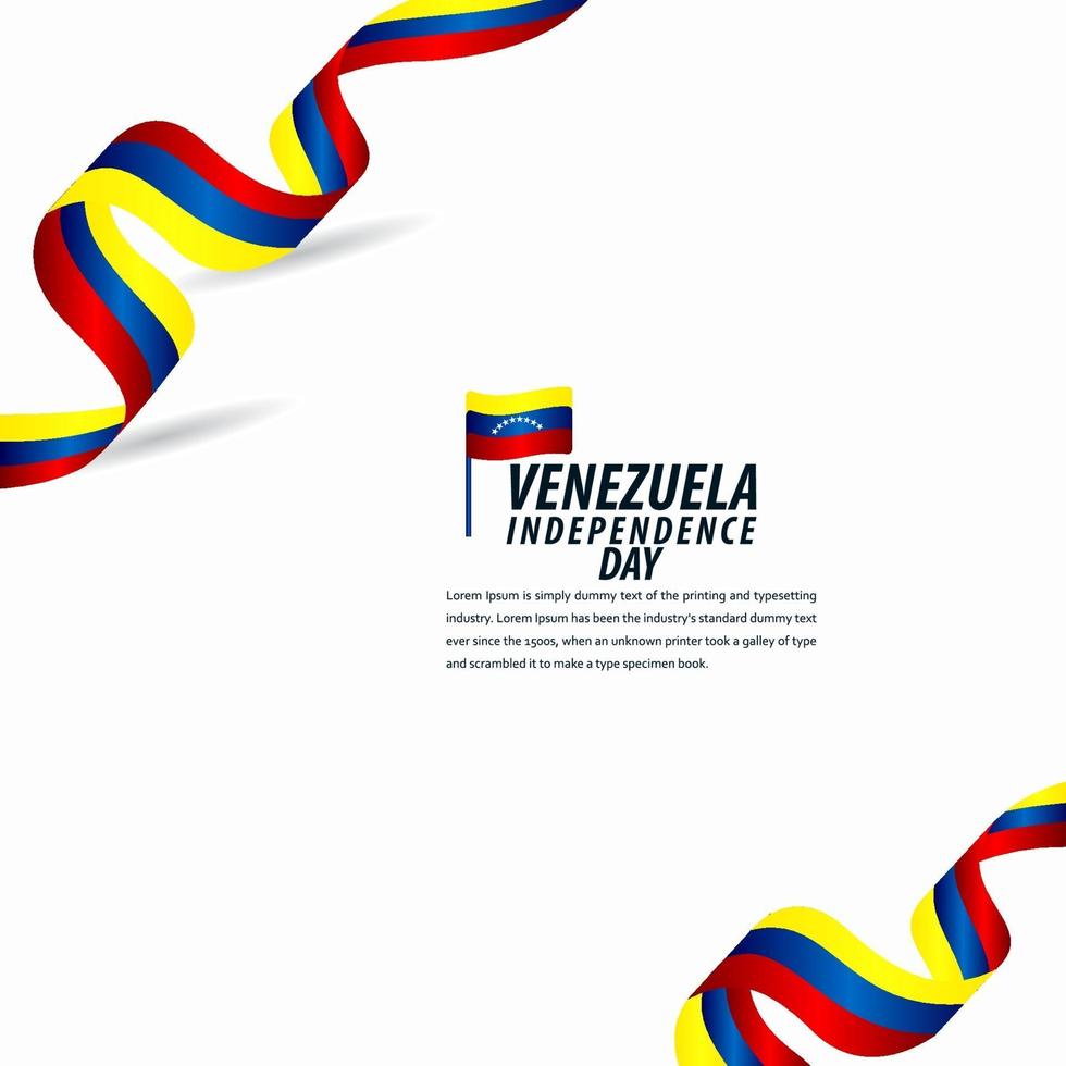 joyeuse fête de l'indépendance du venezuela, bannière de ruban, illustration de conception de modèle d'affiche vecteur