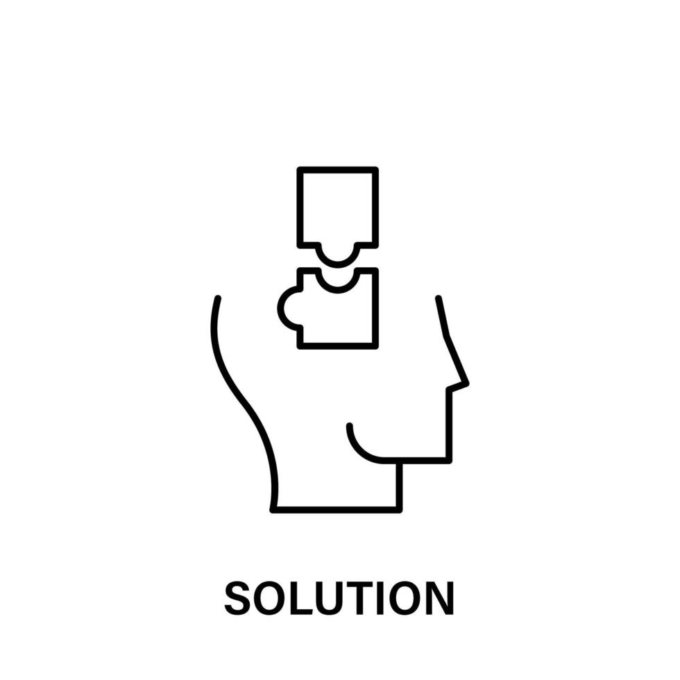 pensée, diriger, puzzle, Solution vecteur icône illustration