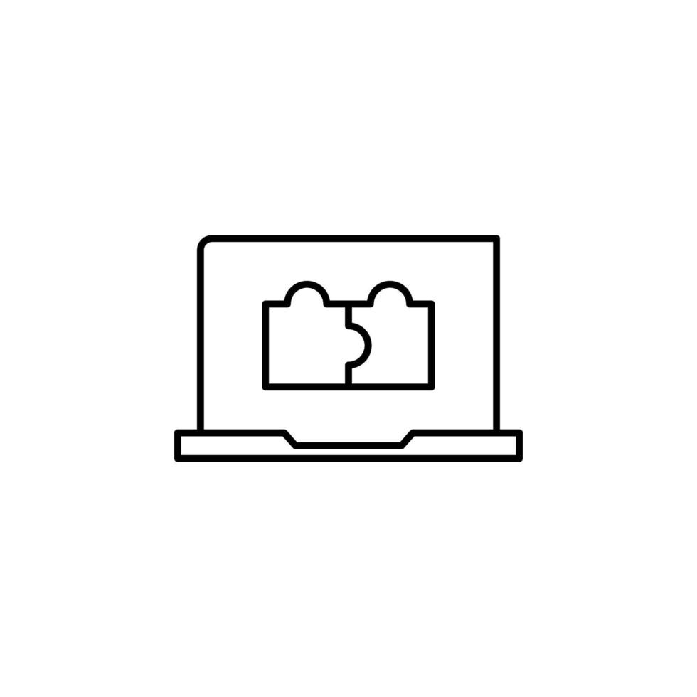 ordinateur portable, problème, puzzle vecteur icône illustration