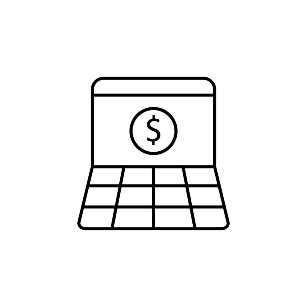 ordinateur portable, dollar symbole vecteur icône illustration