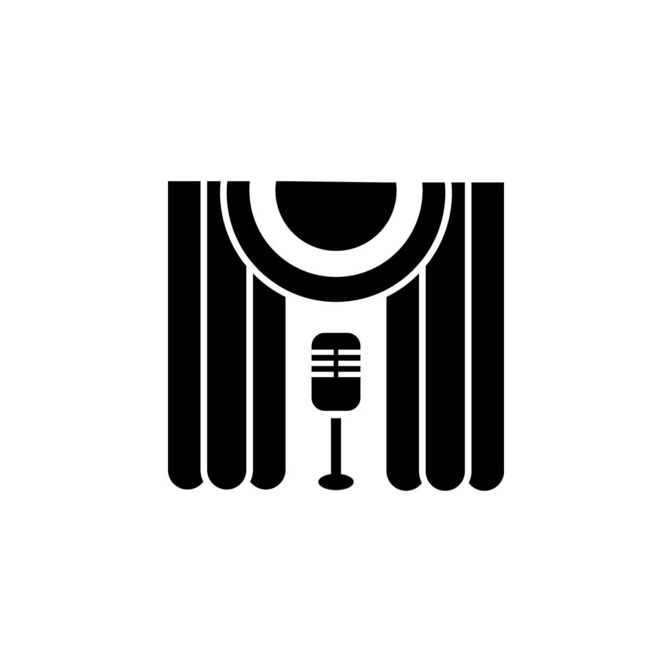 karaoké, rideau, microphone vecteur icône illustration