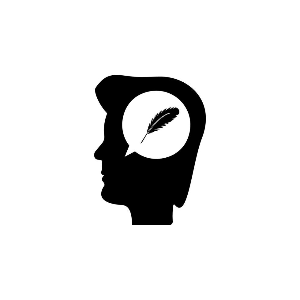 Humain tête et plume vecteur icône illustration