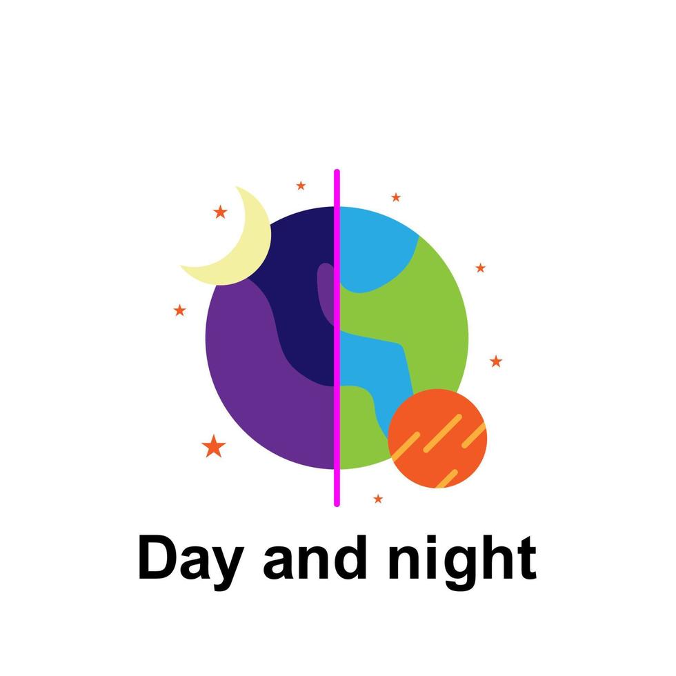 espace, journée et nuit Couleur vecteur icône illustration