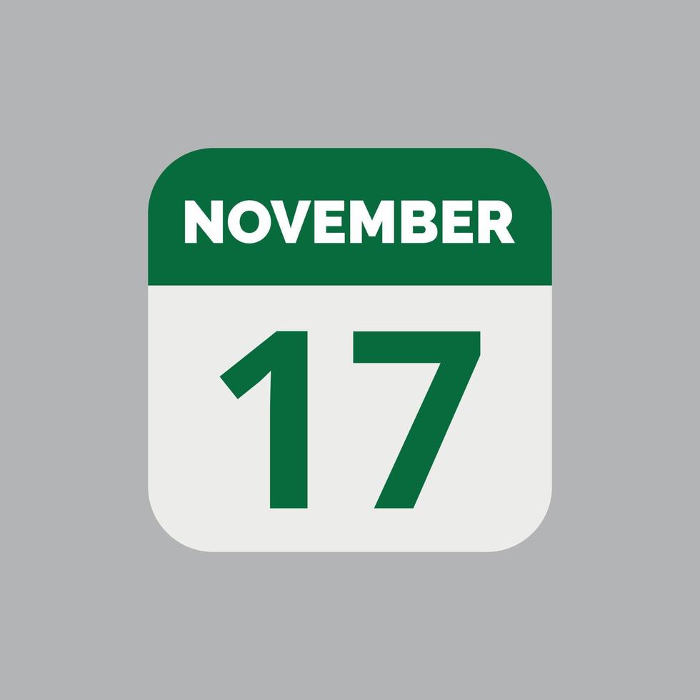 icône de la date du calendrier du 17 novembre vecteur
