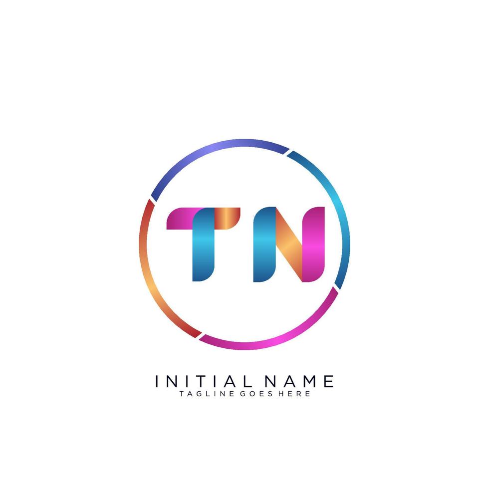 lettre tn coloré logo prime élégant modèle vecteur