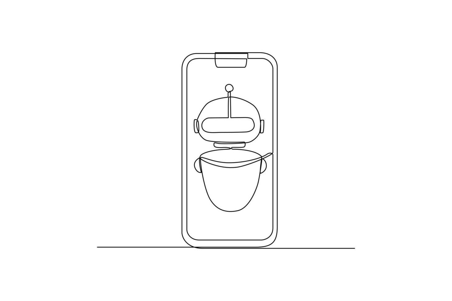 Célibataire un ligne dessin bavarder avec le robot. téléphone intelligent et portable. chatbot concept. continu ligne dessiner conception graphique vecteur illustration.