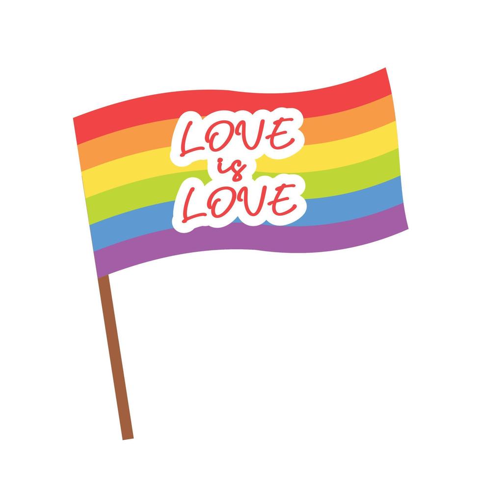 l'amour est l'amour texte. lgbt fierté logo. badge logo avec lgbt arc en ciel illustration. Créatif vecteur conception élément pour fierté mois logo, carré bannière, social médias Publier modèle.