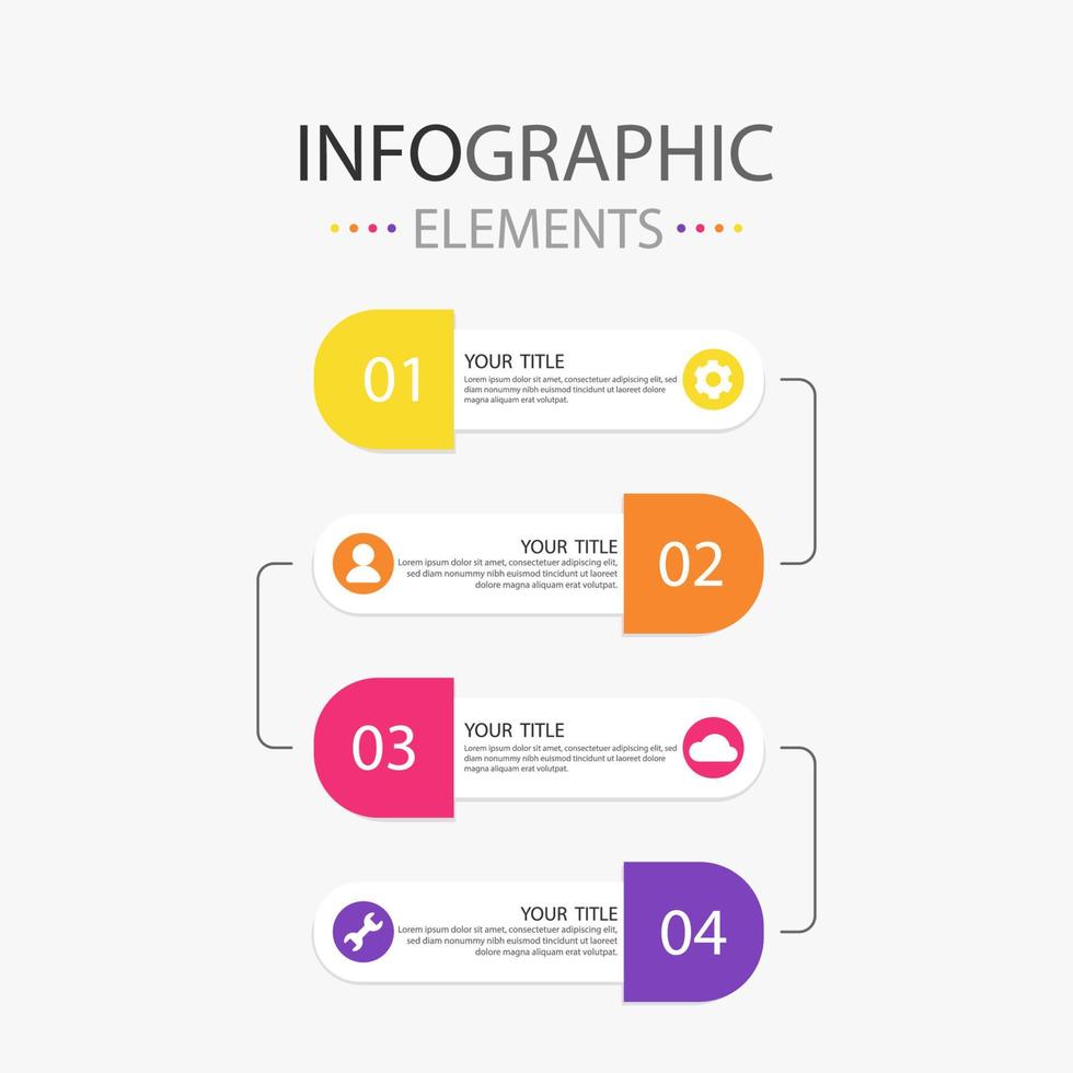 moderne texte boîte infographie éléments pour utilisation dans entreprise, présent équipe travail etc. infographie éléments avec 4 couleurs. vecteur