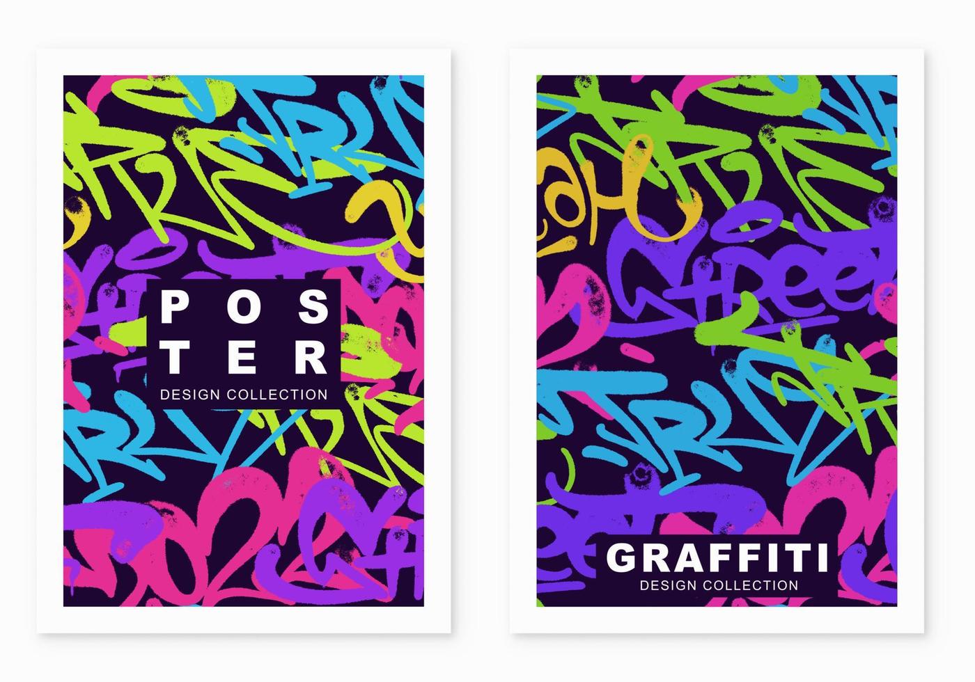 multicolore graffiti affiche Contexte avec vaporisateur des lettres, brillant coloré bannière caractères Mots clés dans le style de graffiti rue art. vecteur illustration modèle ensemble