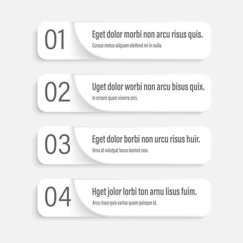 infographie bannières. une vif illustration de le disposition de le Étiquettes bannière. coloré Étiquettes avec une ensemble de pas et paramètres. une modèle pour le conception. tout éléments sont isolé.eps dix. vecteur