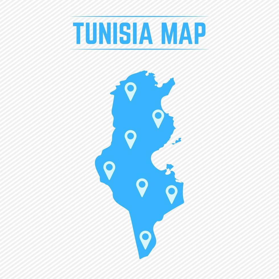 carte simple de la tunisie avec des icônes de la carte vecteur