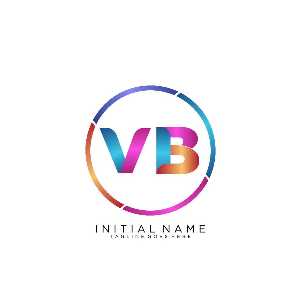 lettre vb coloré logo prime élégant modèle vecteur