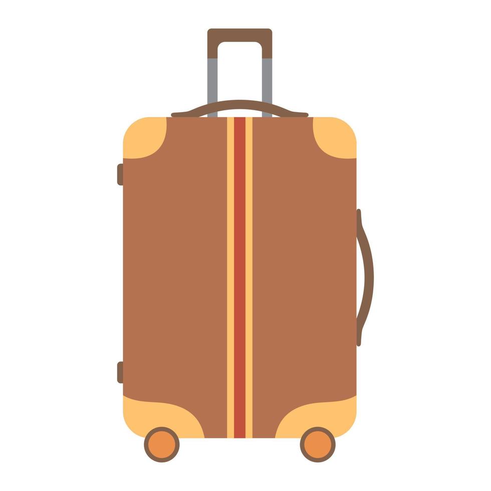 marron Voyage valise sur roues avec poignées. ancien bagage pour voyages et tourisme. vecteur plat illustration dans Facile style isolé sur blanc Contexte