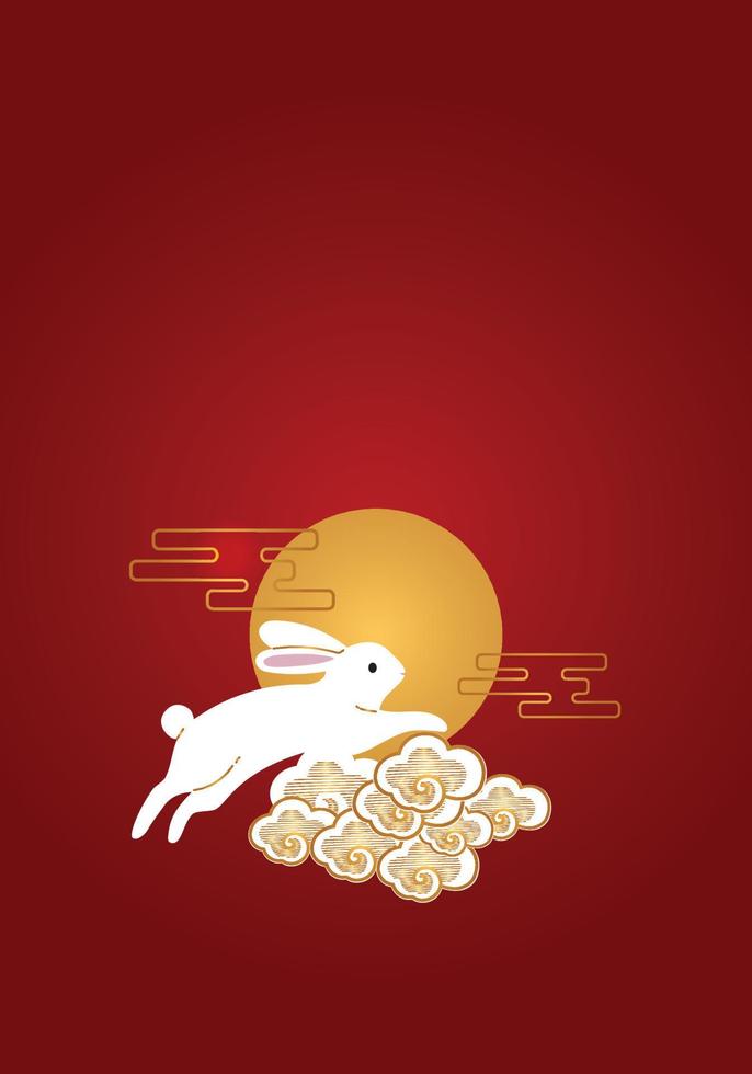 chinois Nouveau année de fête rouge Contexte avec mignonne lapin asiatique élément conception. vecteur