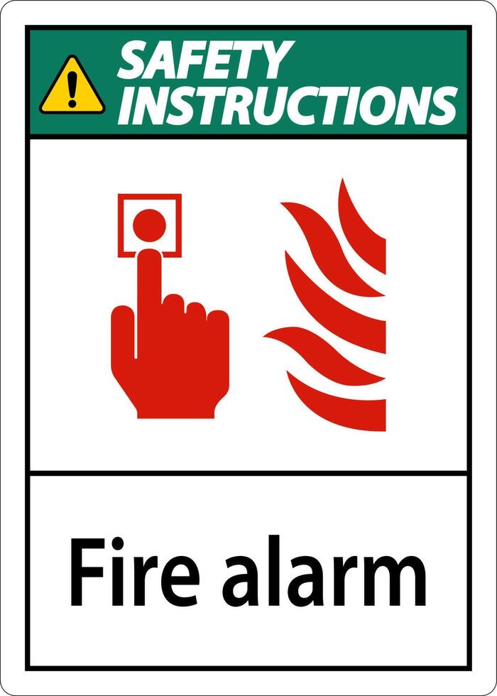 sécurité instructions Feu alarme signe sur blanc Contexte vecteur