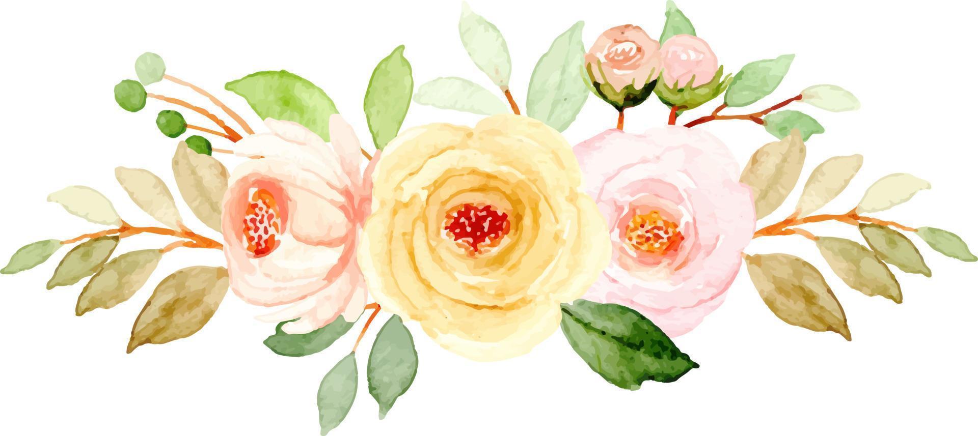 Jaune Rose fleur bouquet avec aquarelle pour arrière-plan, mariage, tissu, textile, salutation, carte, fond d'écran, bannière, autocollant, décoration etc. vecteur