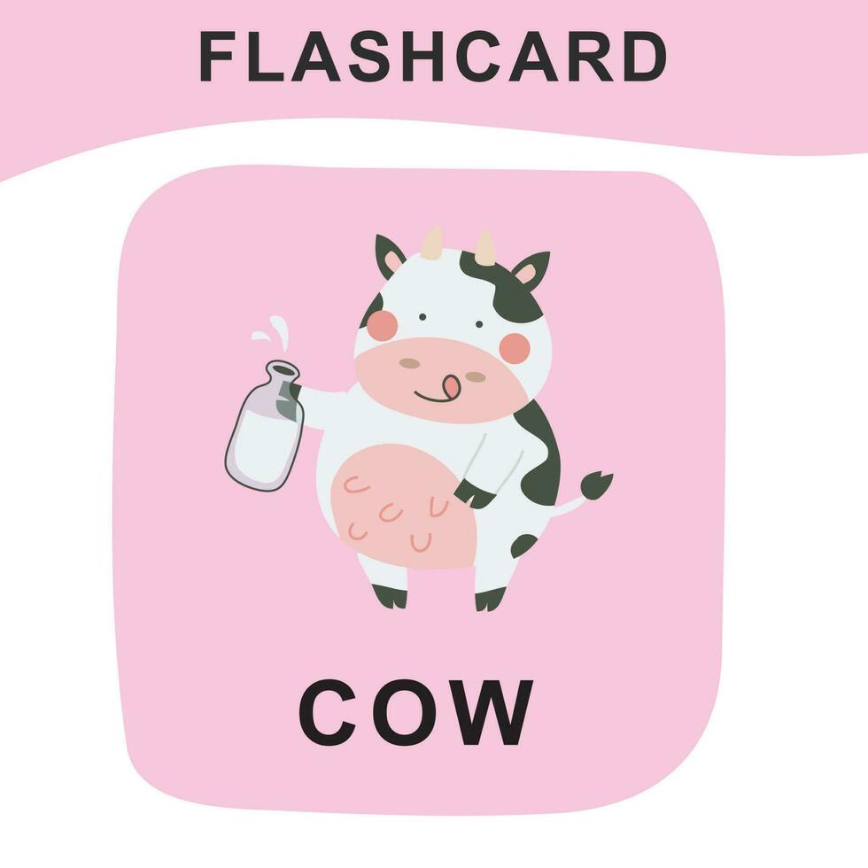 mignonne carte flash de animal cultiver. éducatif imprimable Jeu cartes. coloré imprimable flashcards. vecteur illustration.