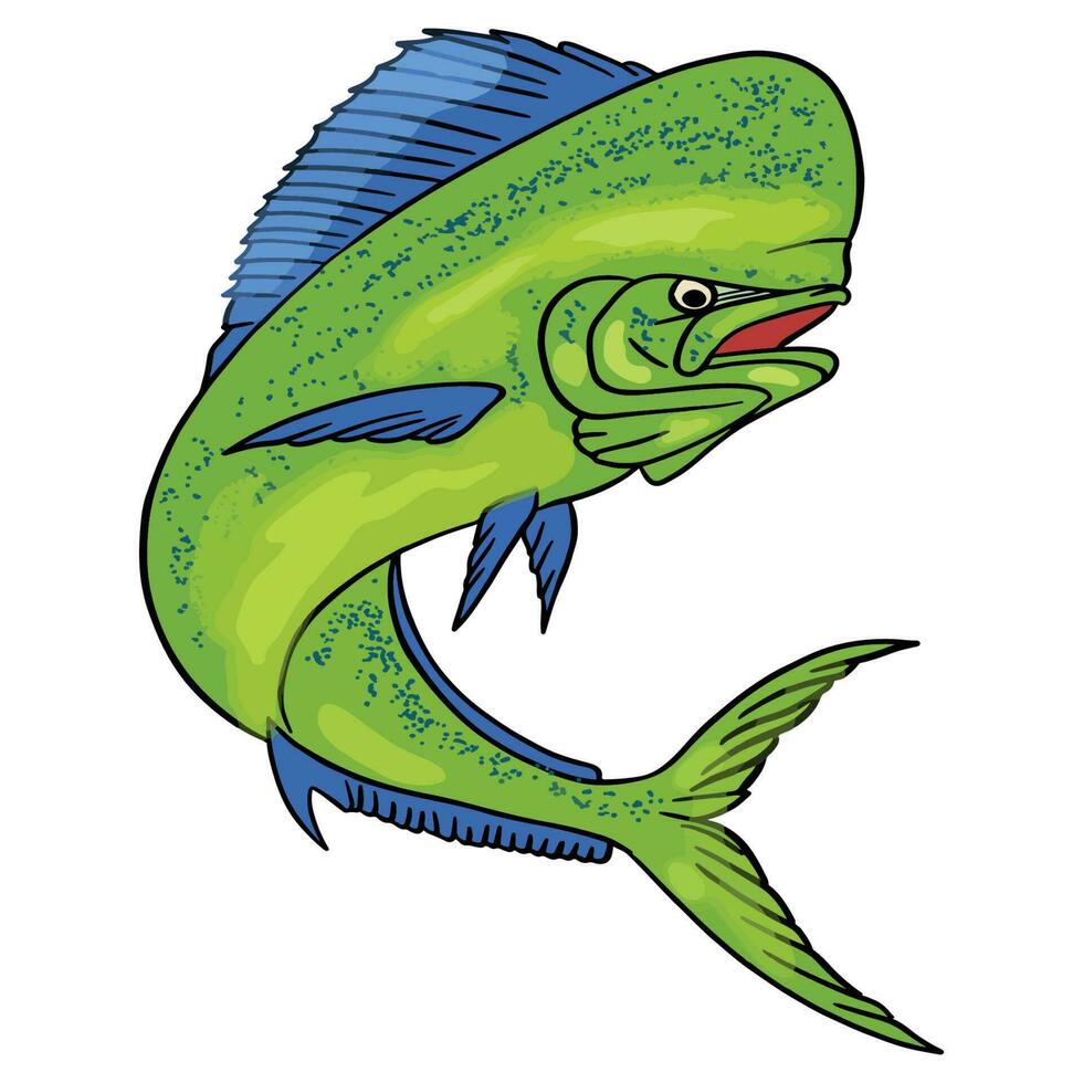 vert mahi poisson ,bien pour graphique conception ressources, affiches, bannières, modèles, impressions, coloration livres et plus. vecteur