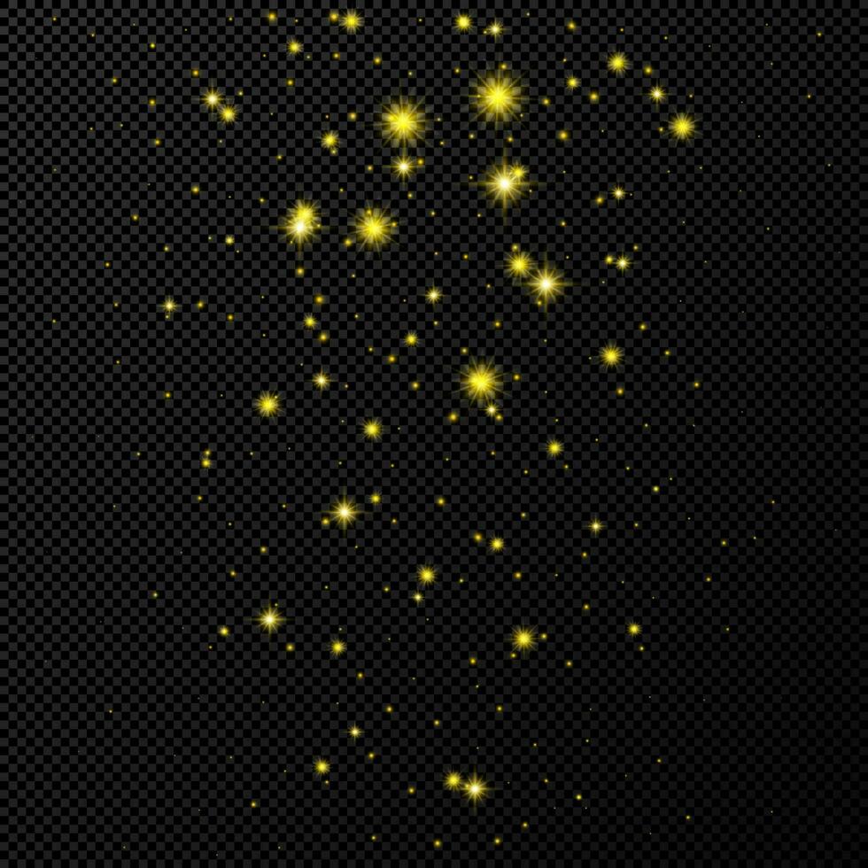 or toile de fond avec étoiles et poussière scintille isolé sur foncé Contexte. fête magique Noël brillant lumière effet. vecteur illustration.