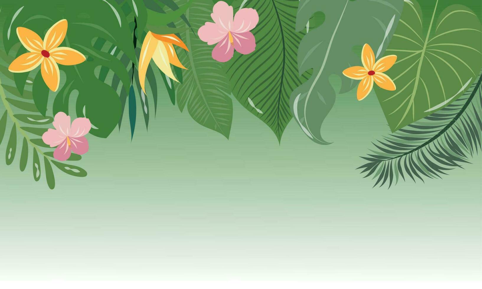 tropical Contexte avec feuilles et fleurs vecteur