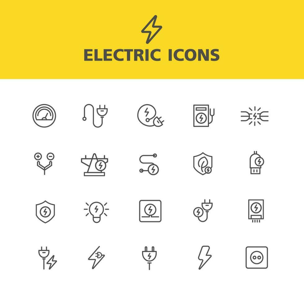 électrique Icônes Facile ensemble de ligne Icônes, électrique Puissance symbole, vert renouvelable énergie concept, futuriste La technologie avec turquoise néon pour site Internet, mobile application. vecteur conception.