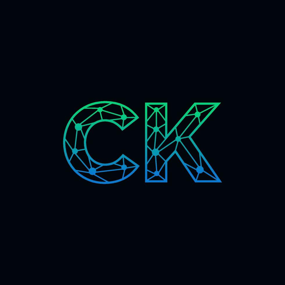 abstrait lettre ck logo conception avec ligne point lien pour La technologie et numérique affaires entreprise. vecteur