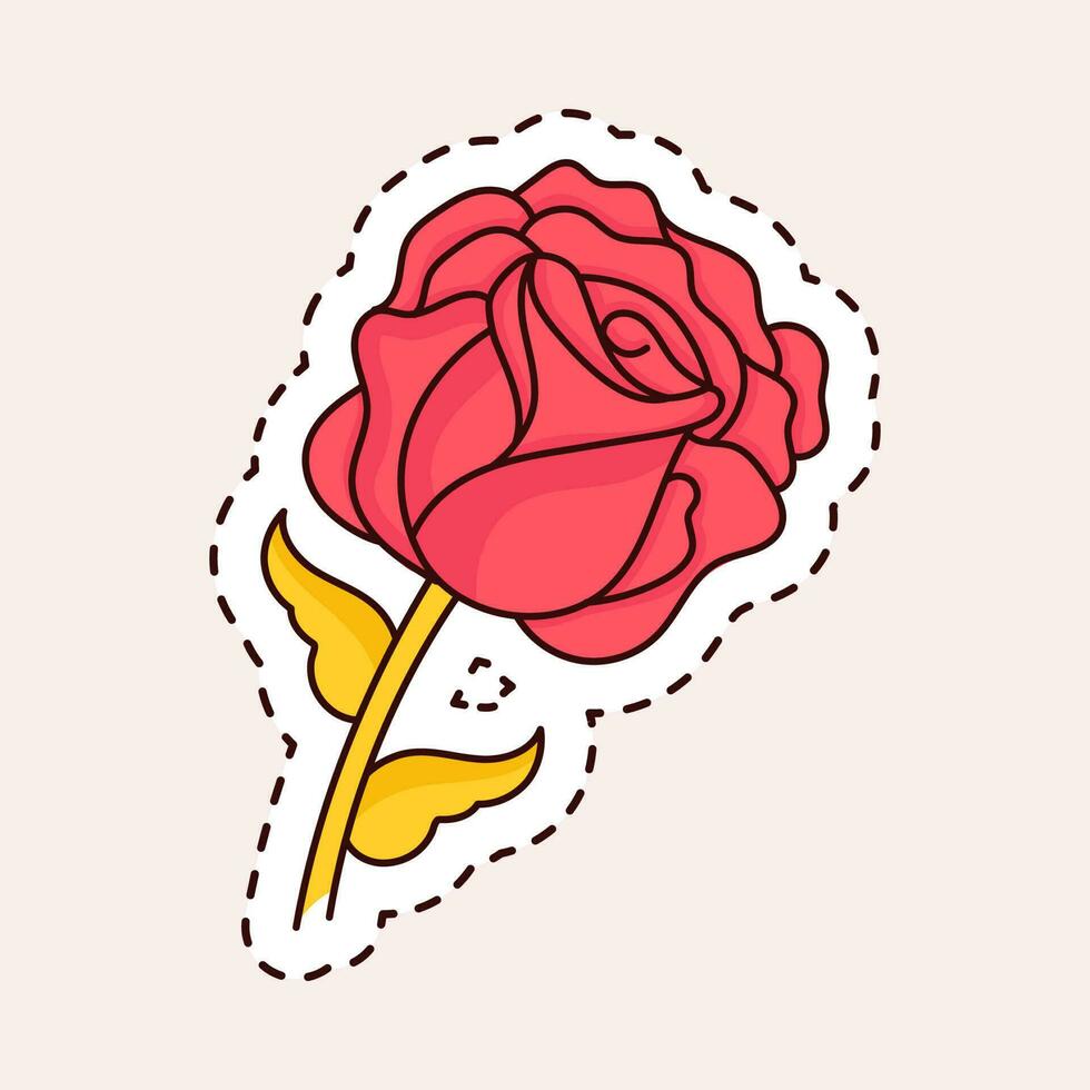 autocollant style rouge fleur bourgeon sur lumière rose Contexte. vecteur