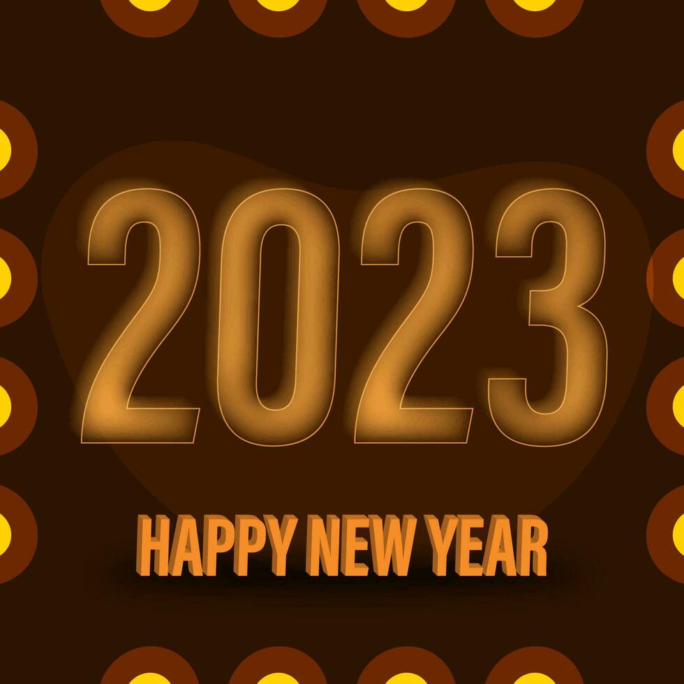 3d content Nouveau année 2023 texte contre marron frontière lumières Contexte pour content Nouveau année concept. vecteur