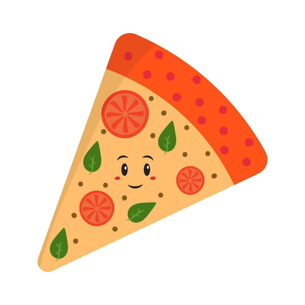 smiley dessin animé Pizza coloré plus de blanc Contexte. vecteur